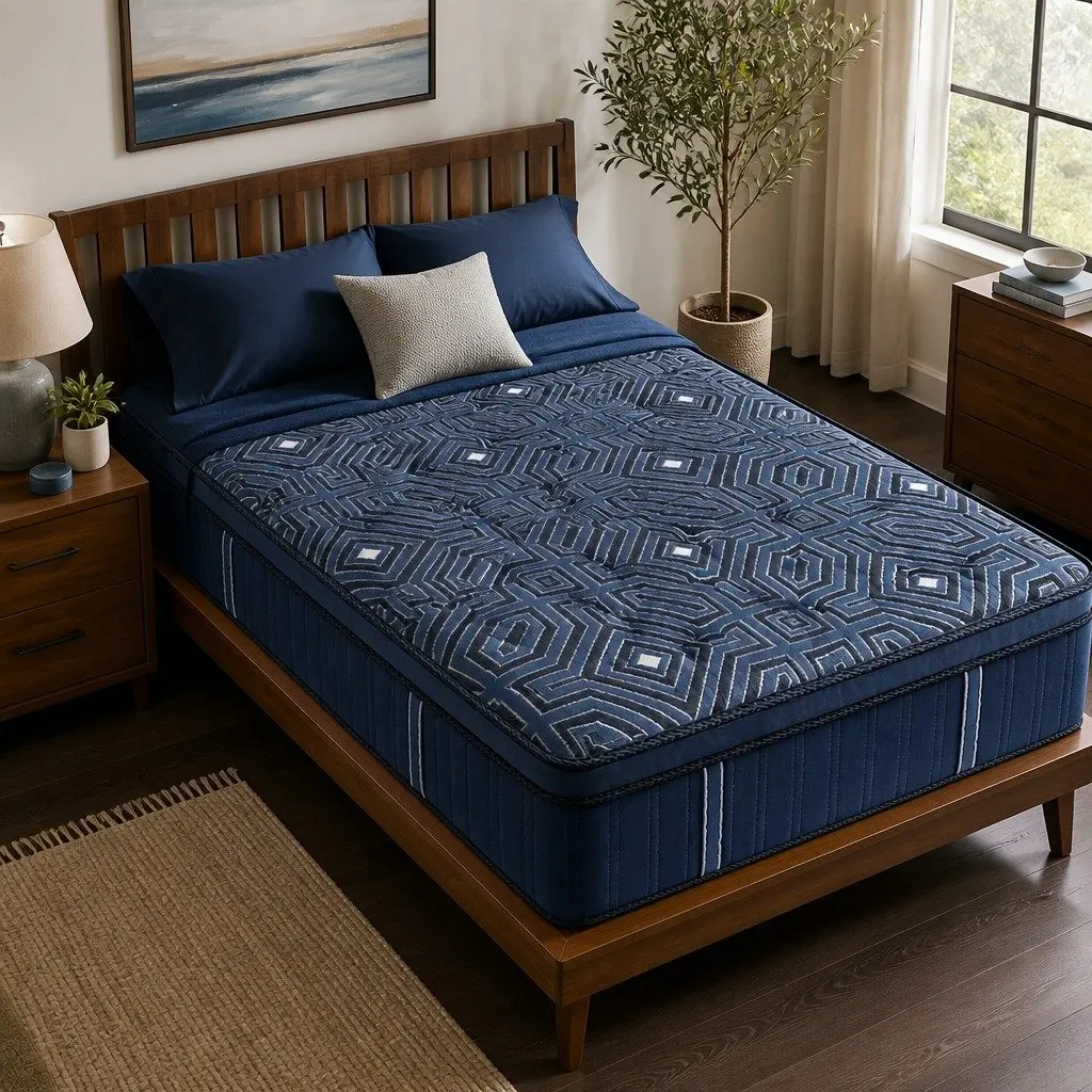 Spring Mattress Euro Top 30CM King Single Pocket Coil Support Blue
