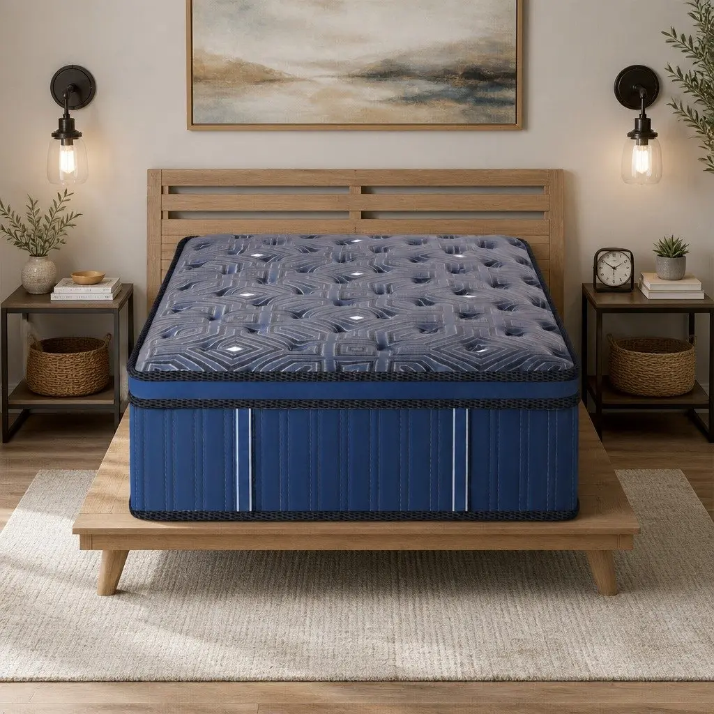 Spring Mattress Euro Top 30CM King Single Pocket Coil Support Blue