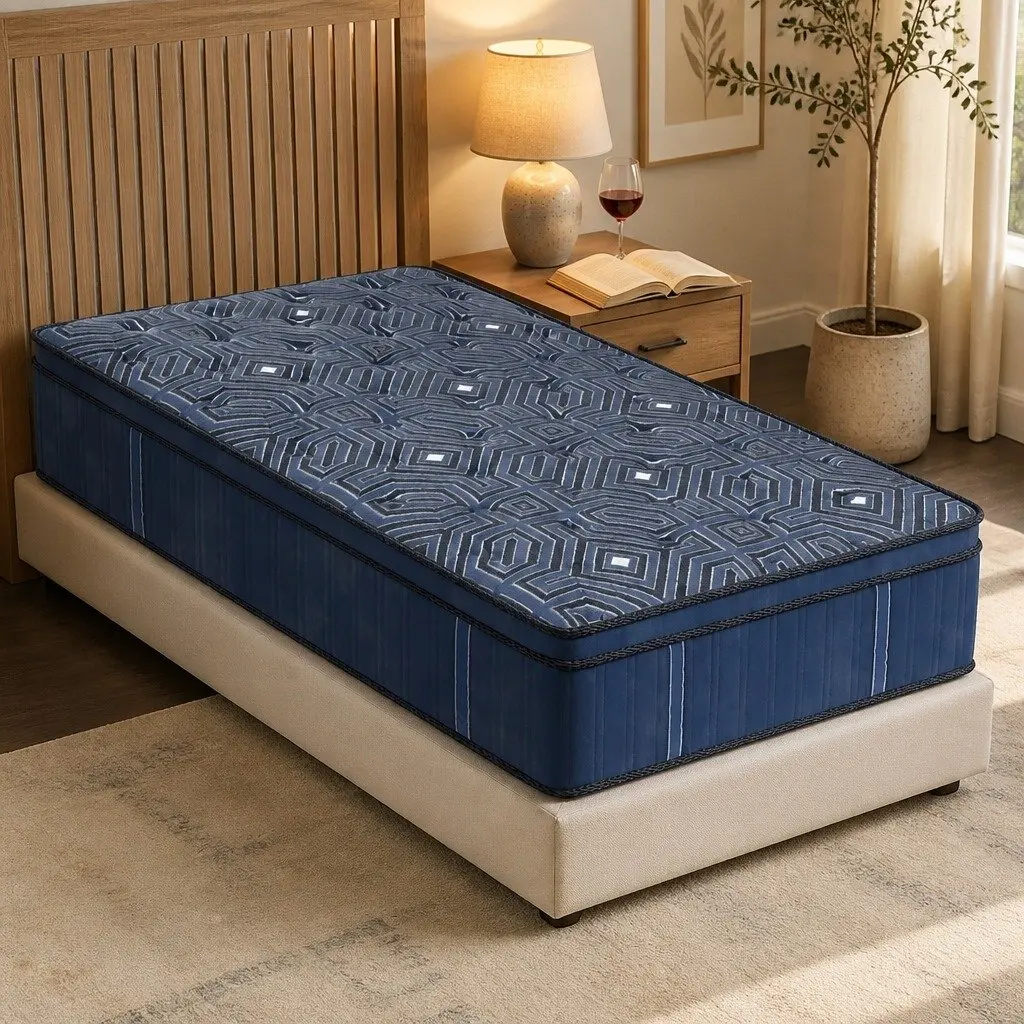 Single Mattress Euro Top 30CM High-Density Foam Pocket Coil System Blue