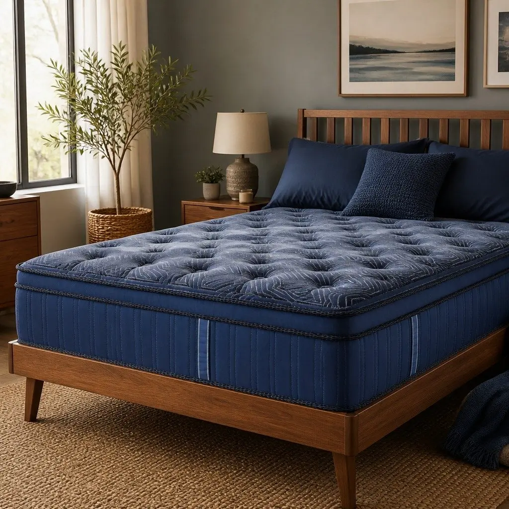 Single Mattress Euro Top 30CM High-Density Foam Pocket Coil System Blue