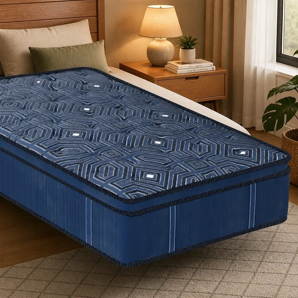 Single Mattress Euro Top 30CM High-Density Foam Pocket Coil System Blue