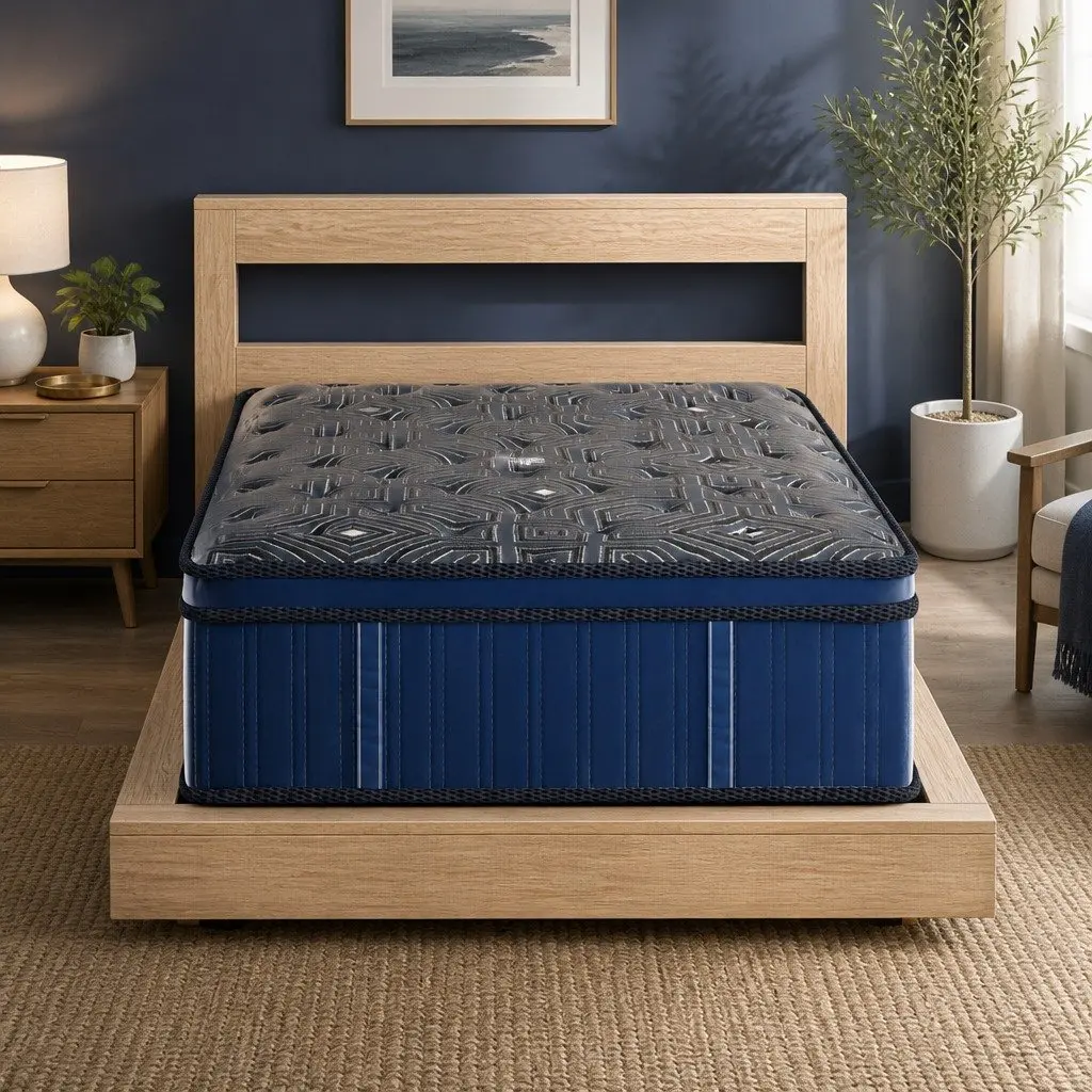 Single Mattress Euro Top 30CM High-Density Foam Pocket Coil System Blue