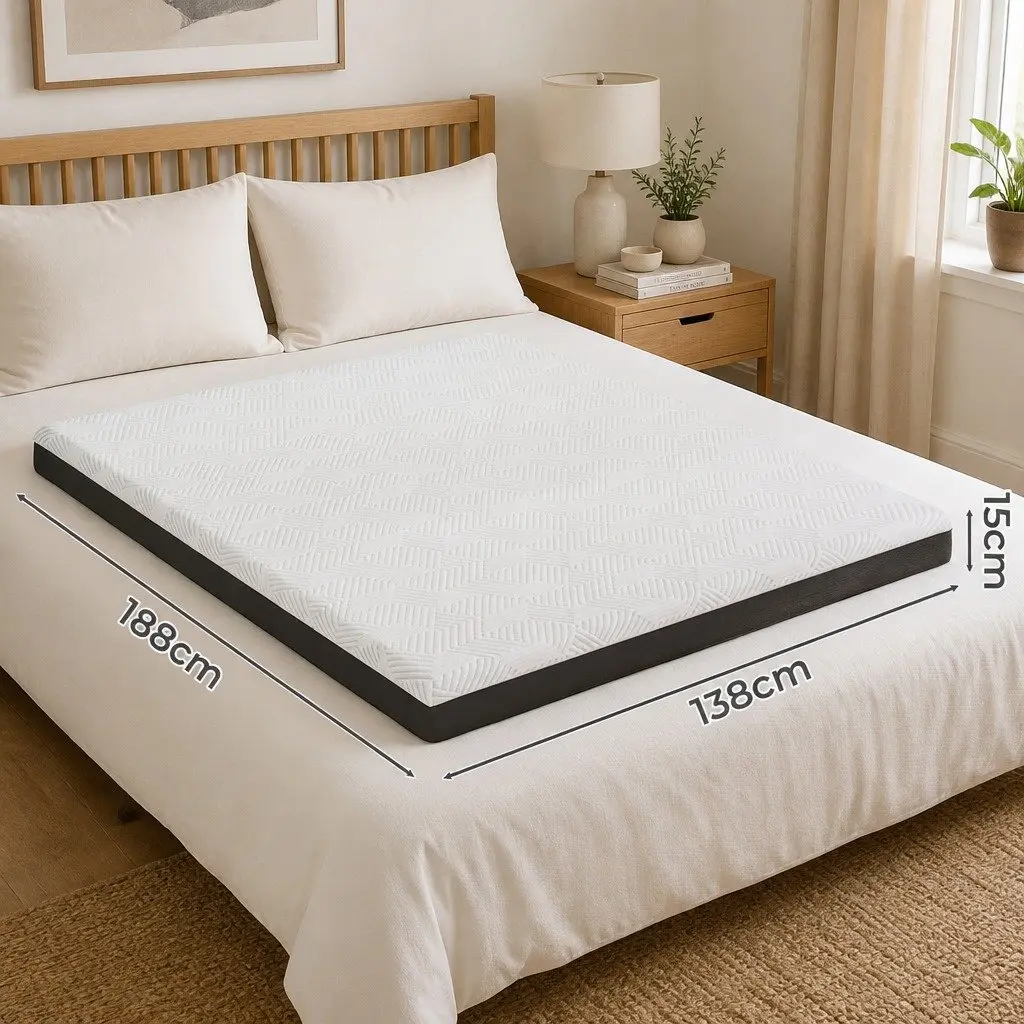Double Mattress Gel Memory Foam Cooling 15cm Medium Firm White