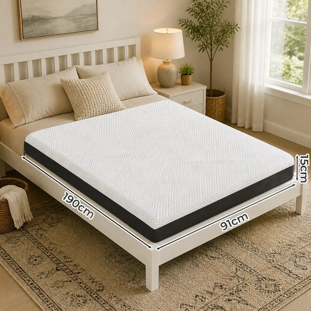 Memory Foam Mattress Single 15cm Medium Firm Cooling Gel Support White