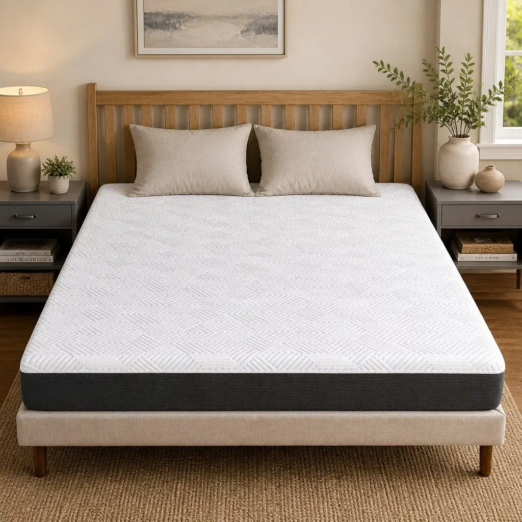 Memory Foam Mattress Pad Queen Cooling Hypoallergenic 20cm White Breathable