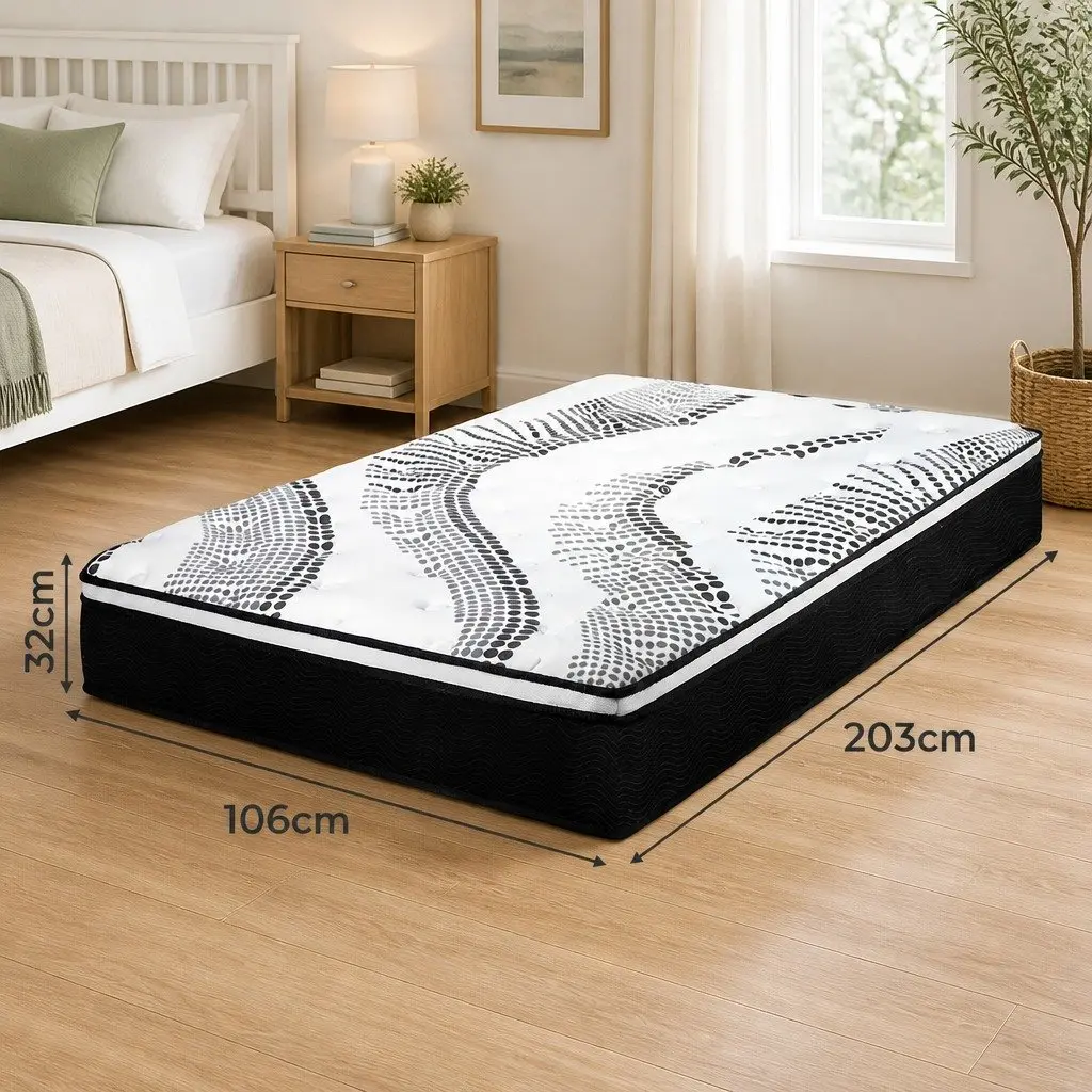 7 Zone Pocket Spring Mattress 32cm King Single Hybrid Foam Support Bed