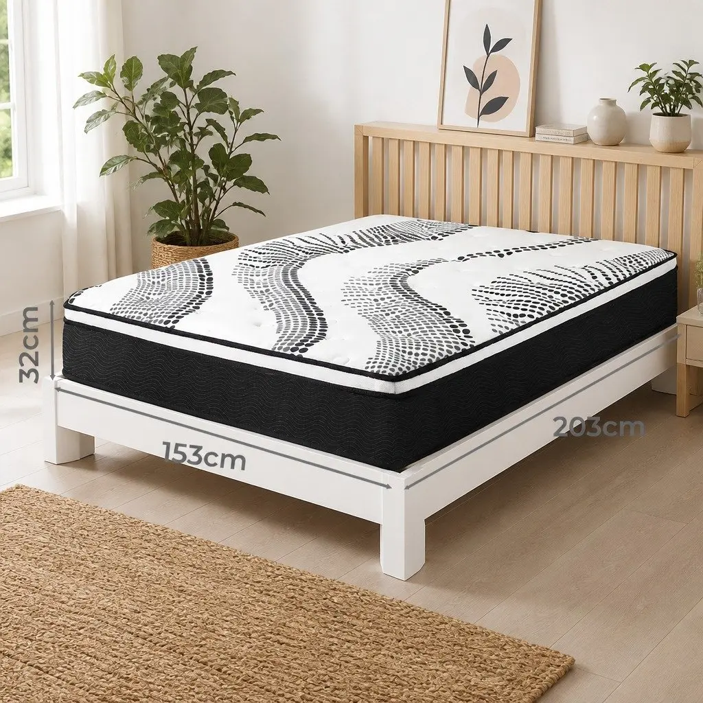 Queen Mattress 7 Zone Pocket Spring Medium Firm Hybrid Foam Support Bed