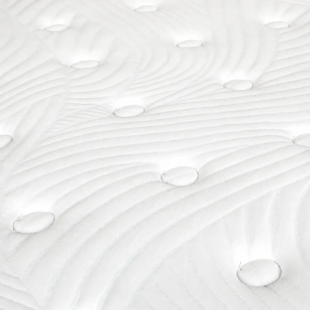 Double Mattress Medium Firm Hybrid Foam 7 Zone Pocket Spring Support White and Blue