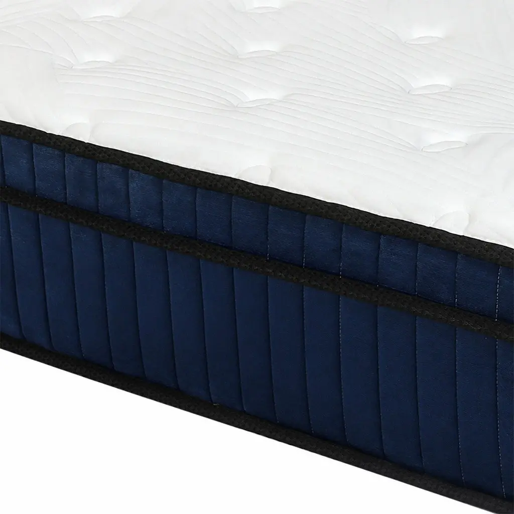 Pocket Spring Mattress Orthopedic Support Single Bed 34cm Medium Firm White and Blue