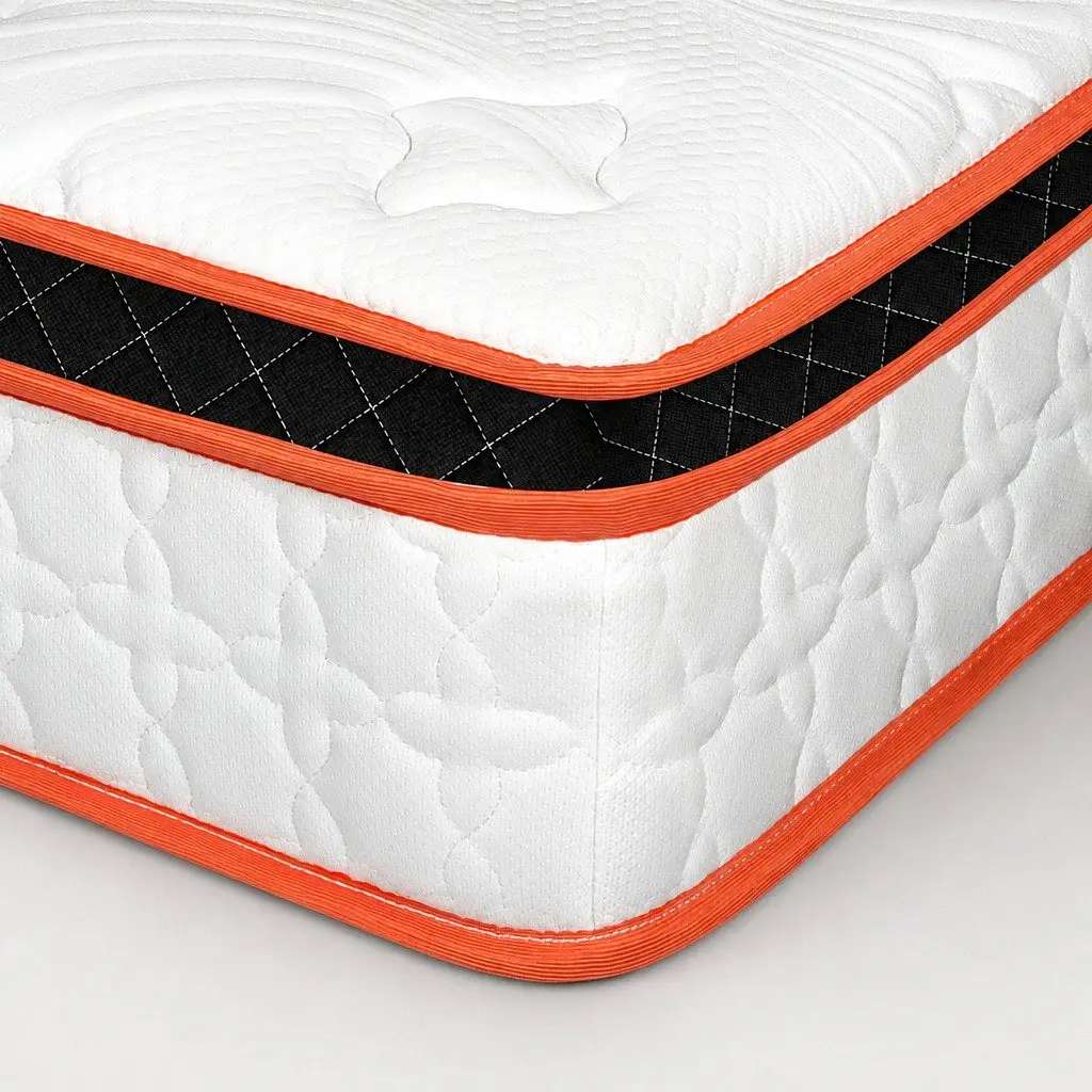 7 Zone Pocket Spring Mattress Hybrid Foam Support Medium Firm 26cm King Single White Orange Black