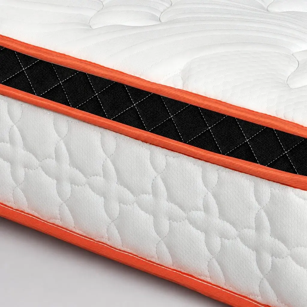 7 Zone Pocket Spring Mattress Hybrid Foam Support Medium Firm 26cm King Single White Orange Black