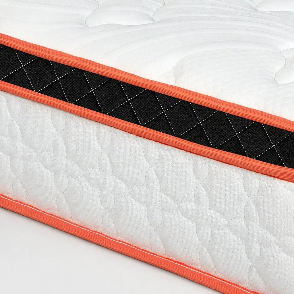 7 Zone Pocket Spring Mattress Medium Firm Queen Hybrid Foam Support Orthopedic White Orange Black