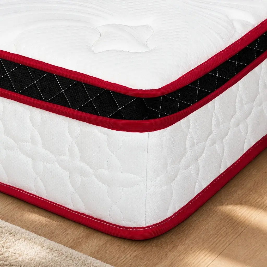 Pocket Spring Mattress Single Hybrid Foam Medium Firm 7 Zone Orthopedic White Orange Black