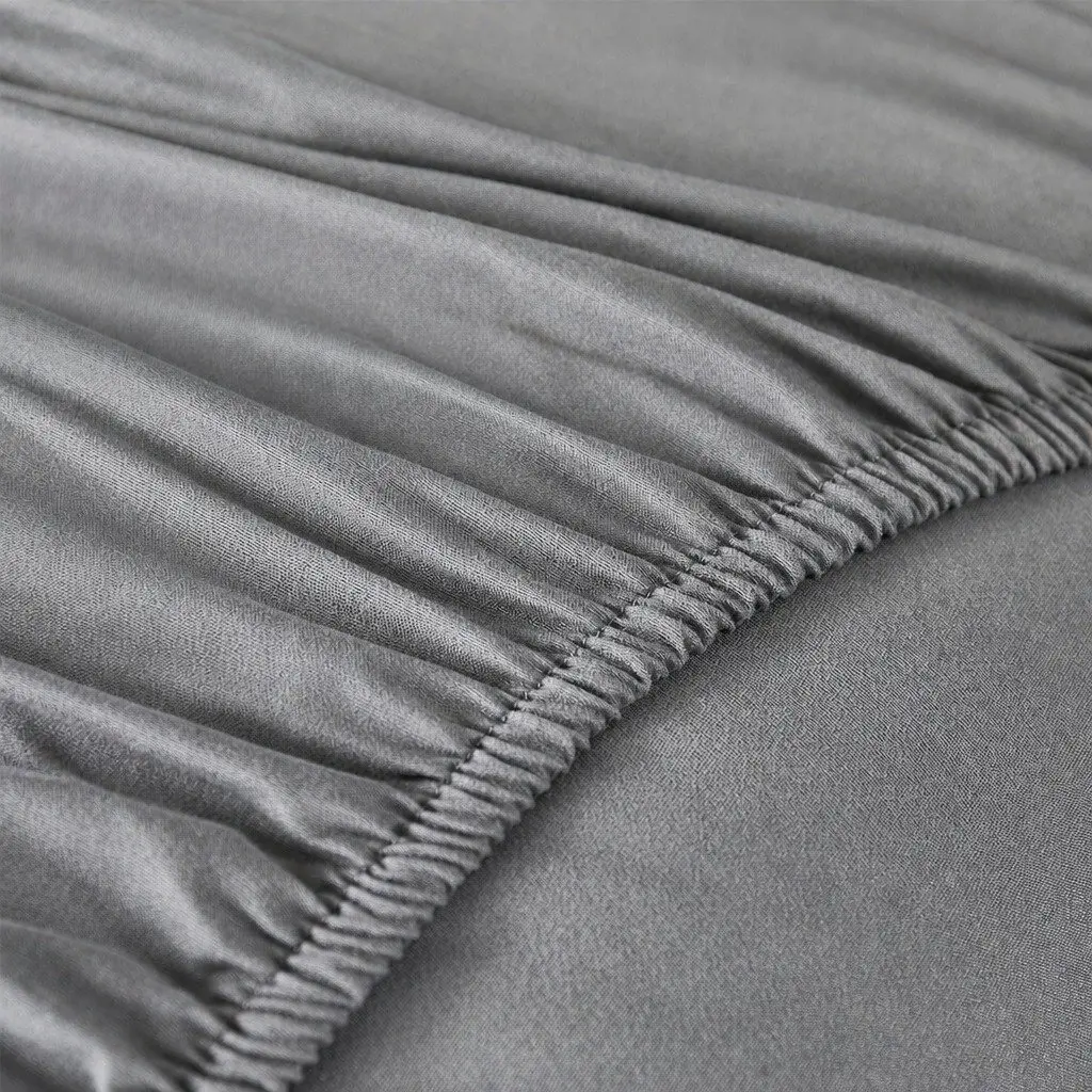 Bamboo Charcoal Fibre Mattress Topper King Single Fitted Elastic Edge Charcoal