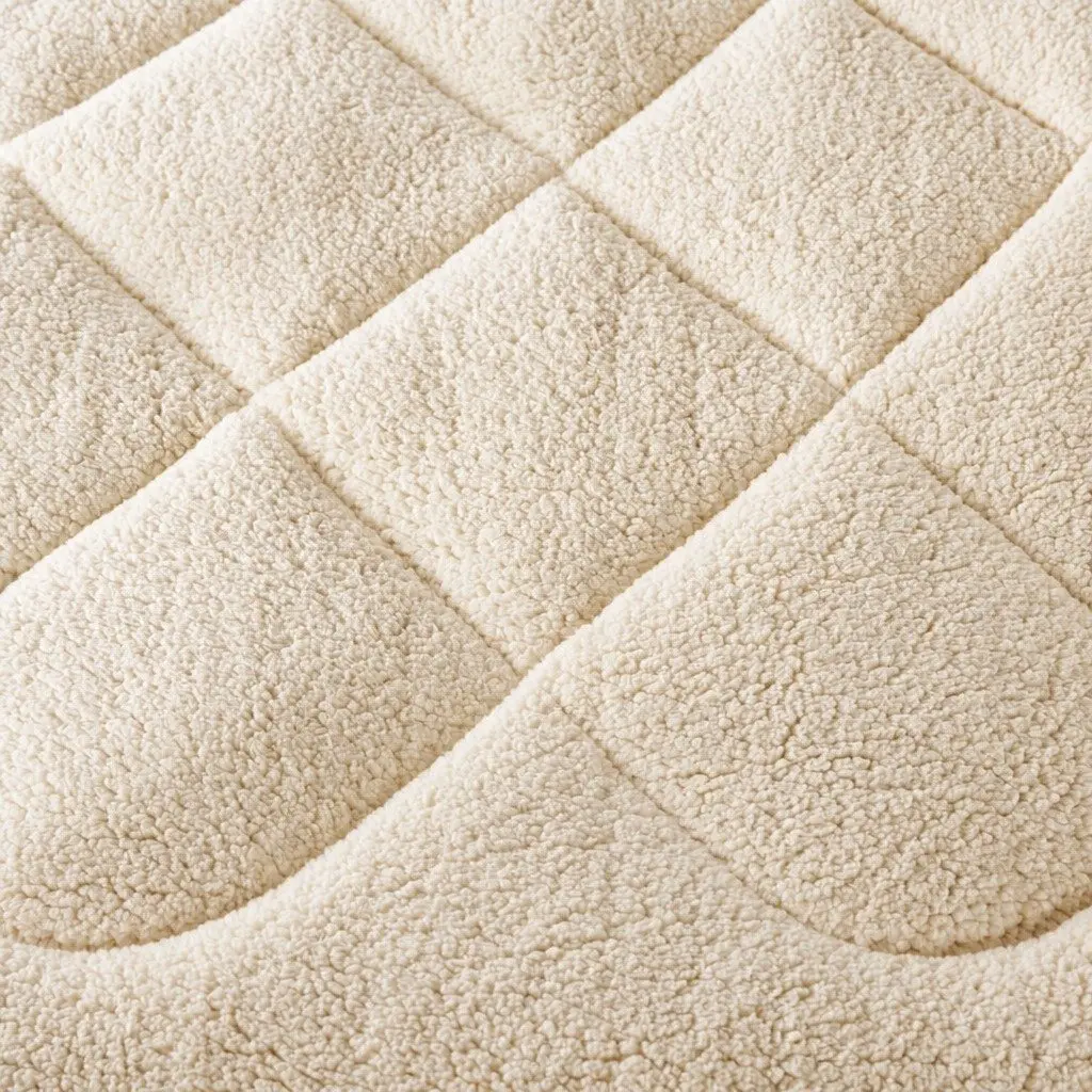 Wool Mattress Topper King Reversible Underlay Cotton Fleece Fully Fitted Elastic