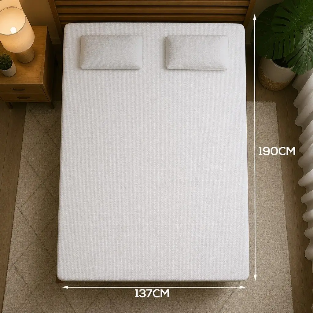 Bamboo Pillowtop Mattress Topper Double Fitted Cooling Bedding Protector White 190cm L x 137cm W