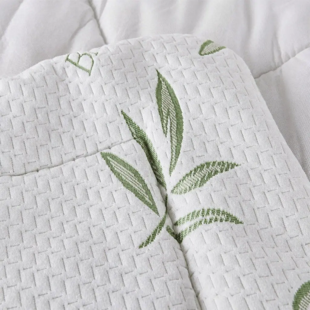 Bamboo Pillowtop Mattress Topper Double Fitted Cooling Bedding Protector White 190cm L x 137cm W