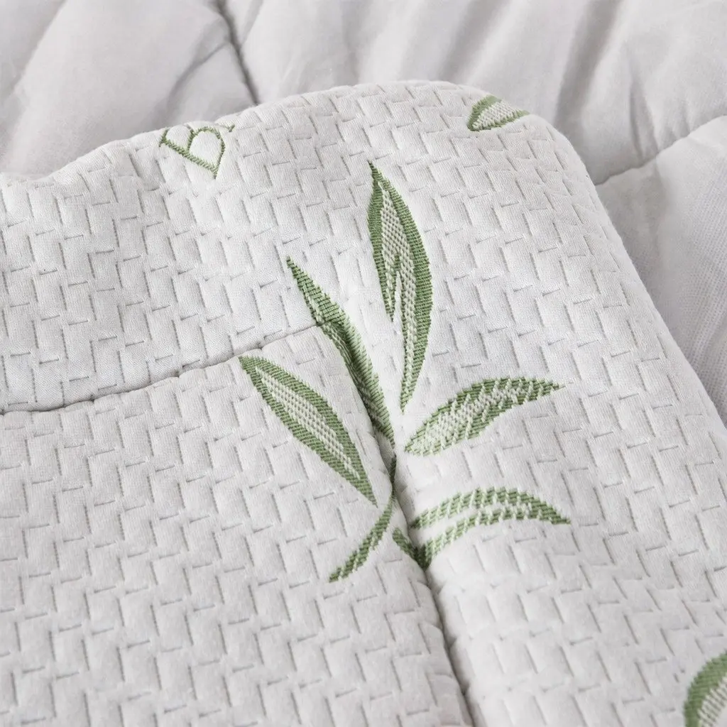 Bamboo Mattress Topper Cooling Queen Size Fitted White