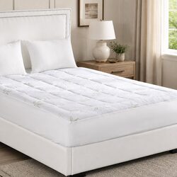Practical Bamboo Pillowtop Mattress Topper - White