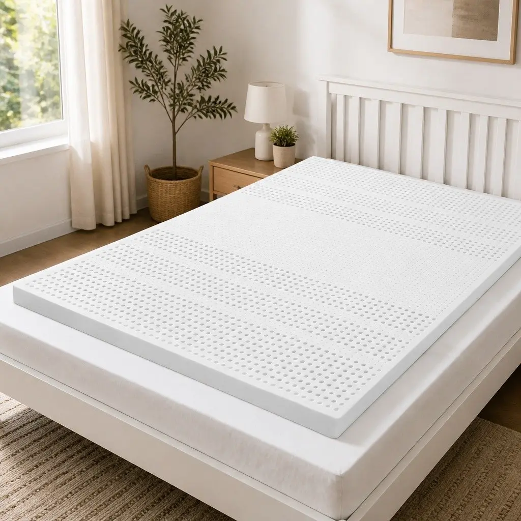 Double Mattress Topper 5cm Latex Bed Topper Queen White Pressure Relief Support