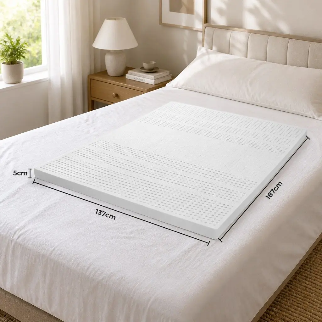 Double Mattress Topper 5cm Latex Bed Topper Queen White Pressure Relief Support