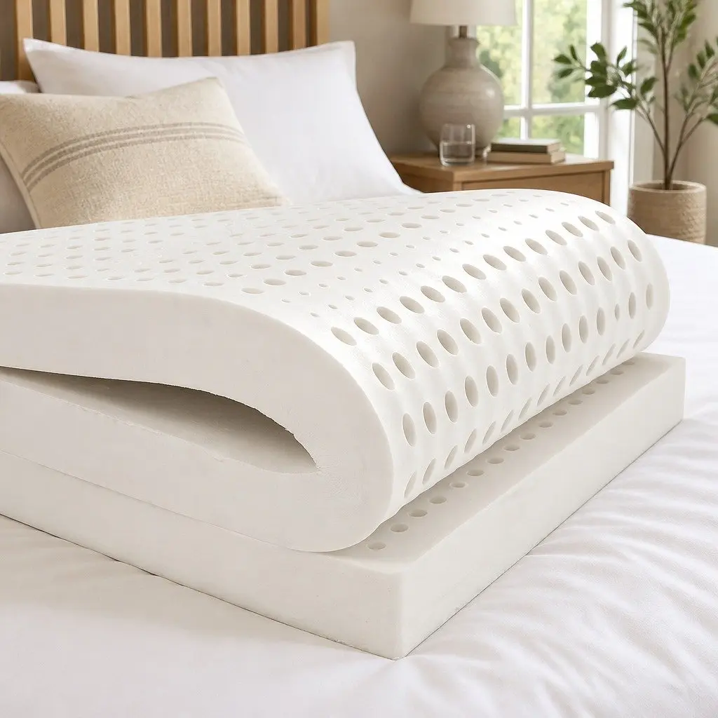 Double Mattress Topper 5cm Latex Bed Topper Queen White Pressure Relief Support