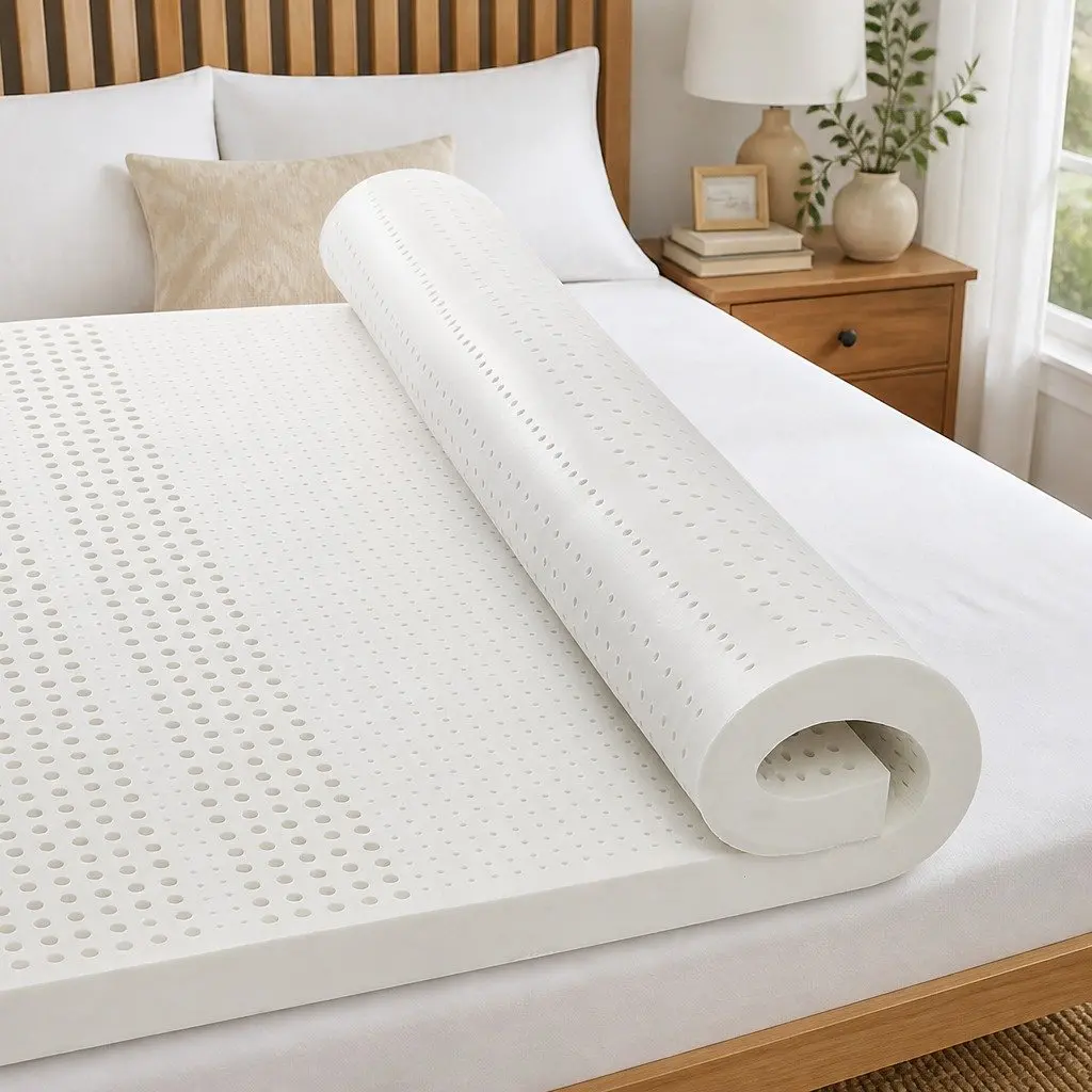 Double Mattress Topper 5cm Latex Bed Topper Queen White Pressure Relief Support