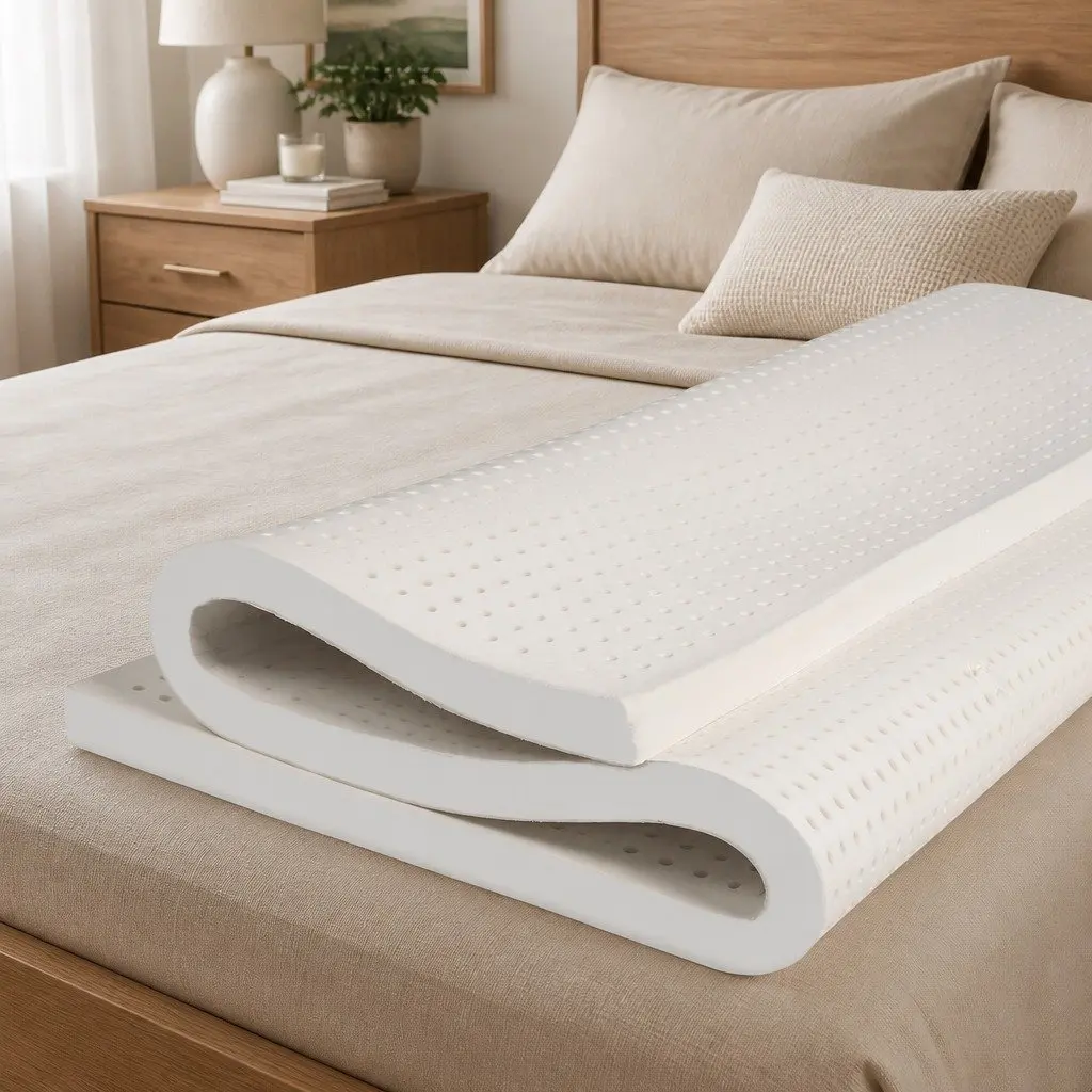 Double Mattress Topper 5cm Latex Bed Topper Queen White Pressure Relief Support