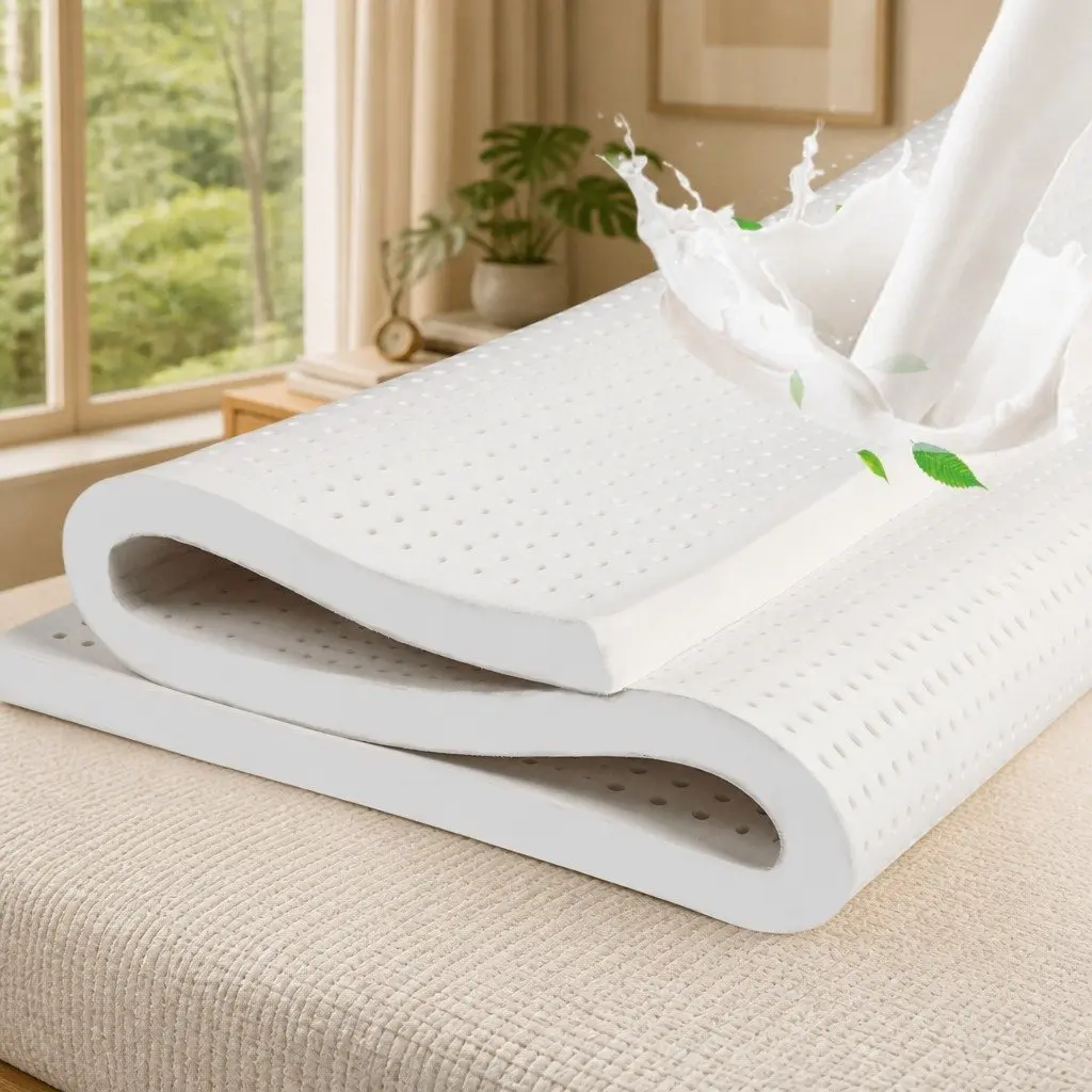 Double Mattress Topper 5cm Latex Bed Topper Queen White Pressure Relief Support