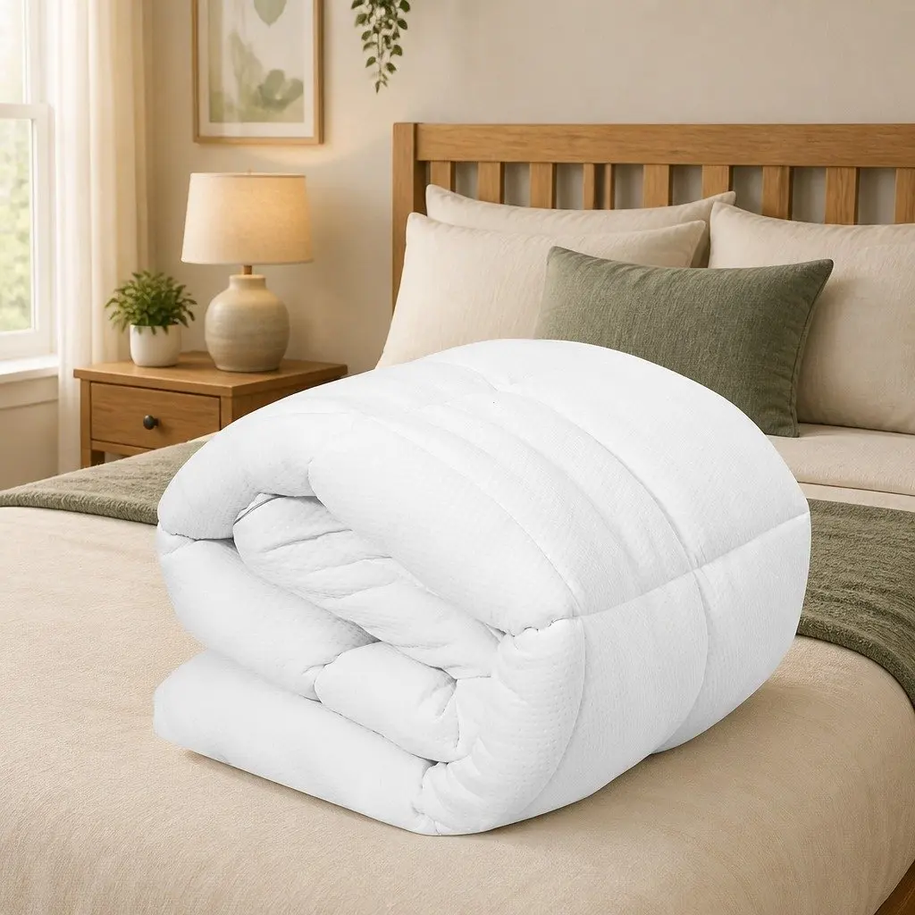 Queen Mattress Topper Soft Pillowtop 5cm Thick Breathable Microfibre White