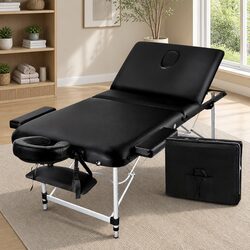 Portable Massage Table 75cm Wide 3 Fold Aluminium Beauty Bed Therapy Couch