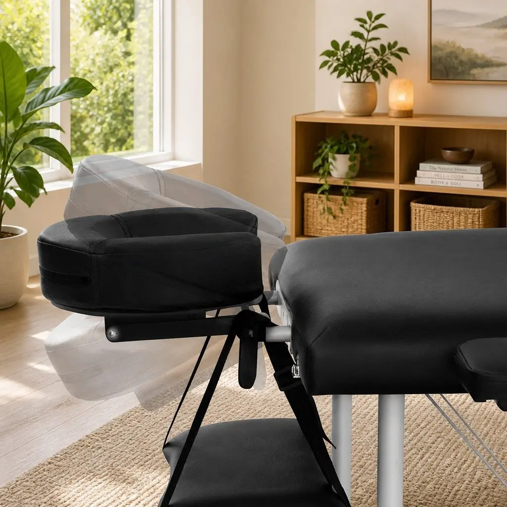 Portable Massage Table 75cm Wide Aluminium Therapy Couch Black