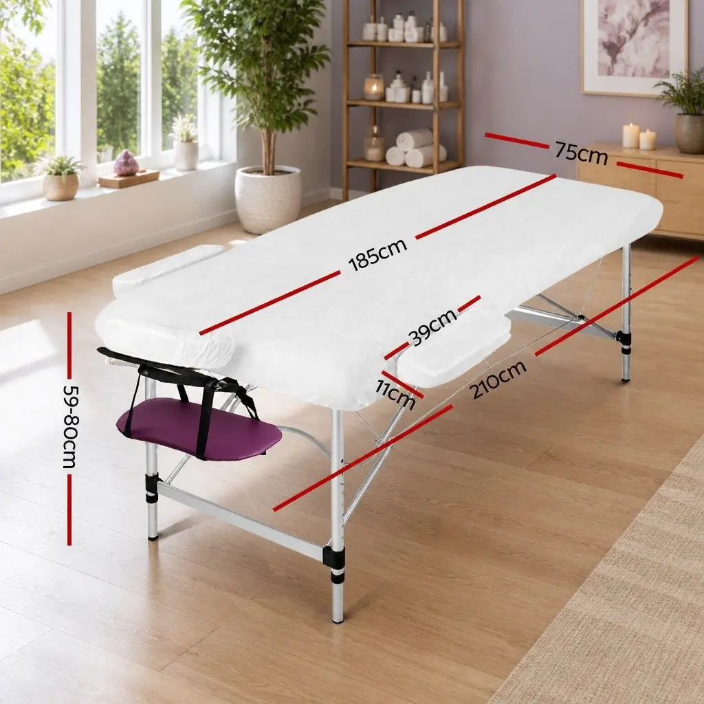 Massage Table Portable Aluminium Beauty Therapy Bed 75cm Wide Violet