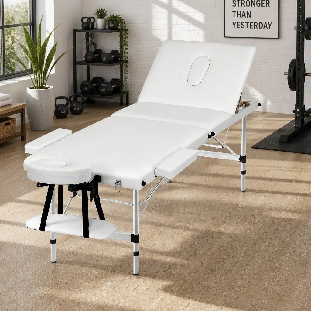 Massage Table Portable 65cm Adjustable Aluminium White