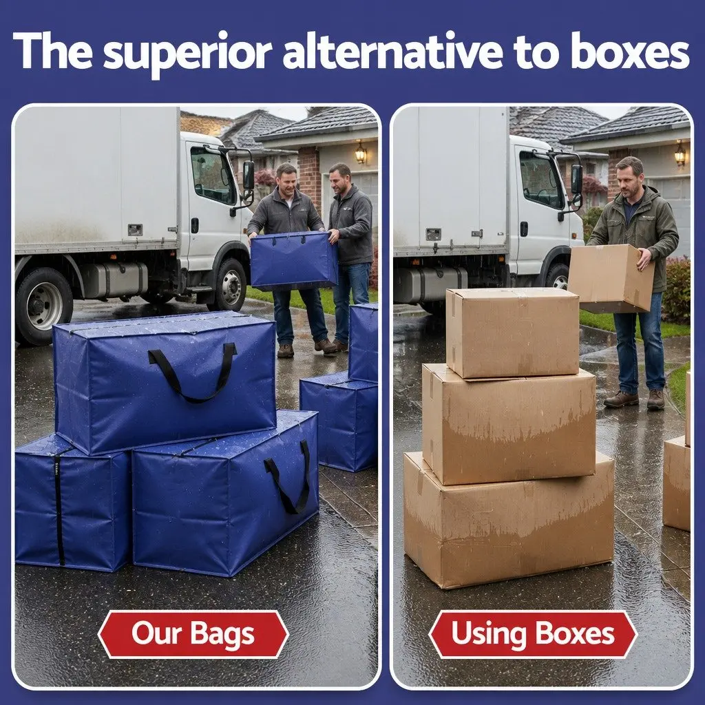 Moving Bags Heavy Duty Waterproof Storage Totes Large Blue 5 Pack
