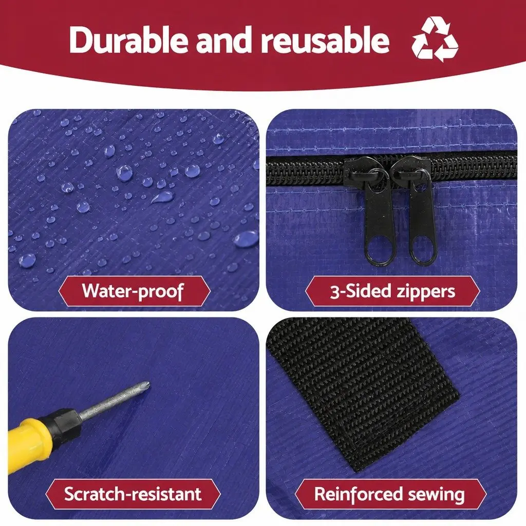 Mattress Bag Double Moving Storage Waterproof Dust Cover Protector Blue 192cm x 142cm x 38cm