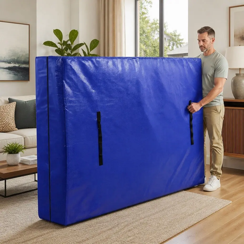 Mattress Bag Waterproof Dust Cover Protector Queen Size Blue for Moving and Storage
