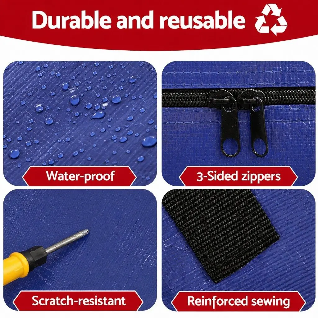 Mattress Bag Waterproof Dust Cover Protector Queen Size Blue for Moving and Storage