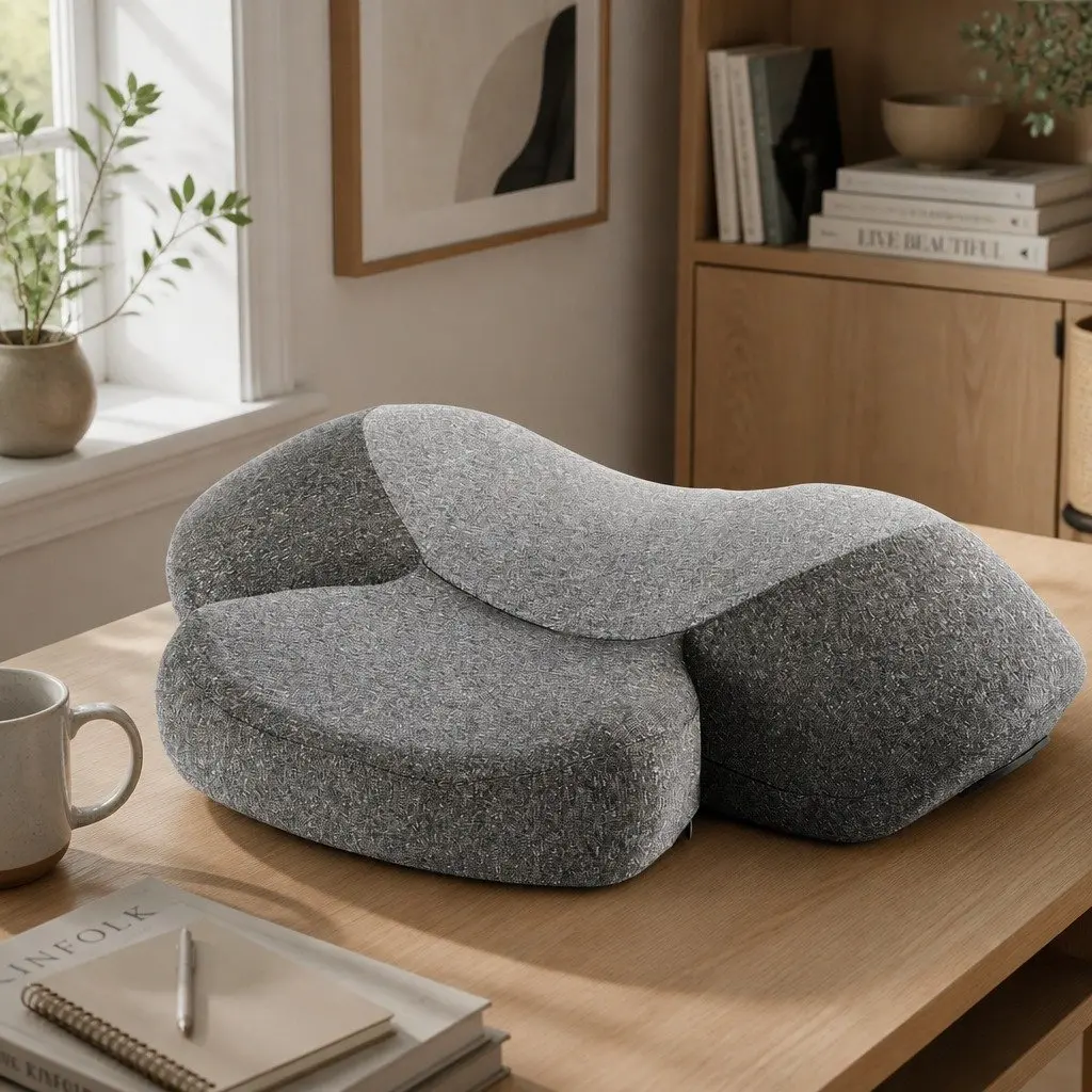 Neck Massager Pillow Memory Foam Cervical Support Heat Vibration Therapy Grey