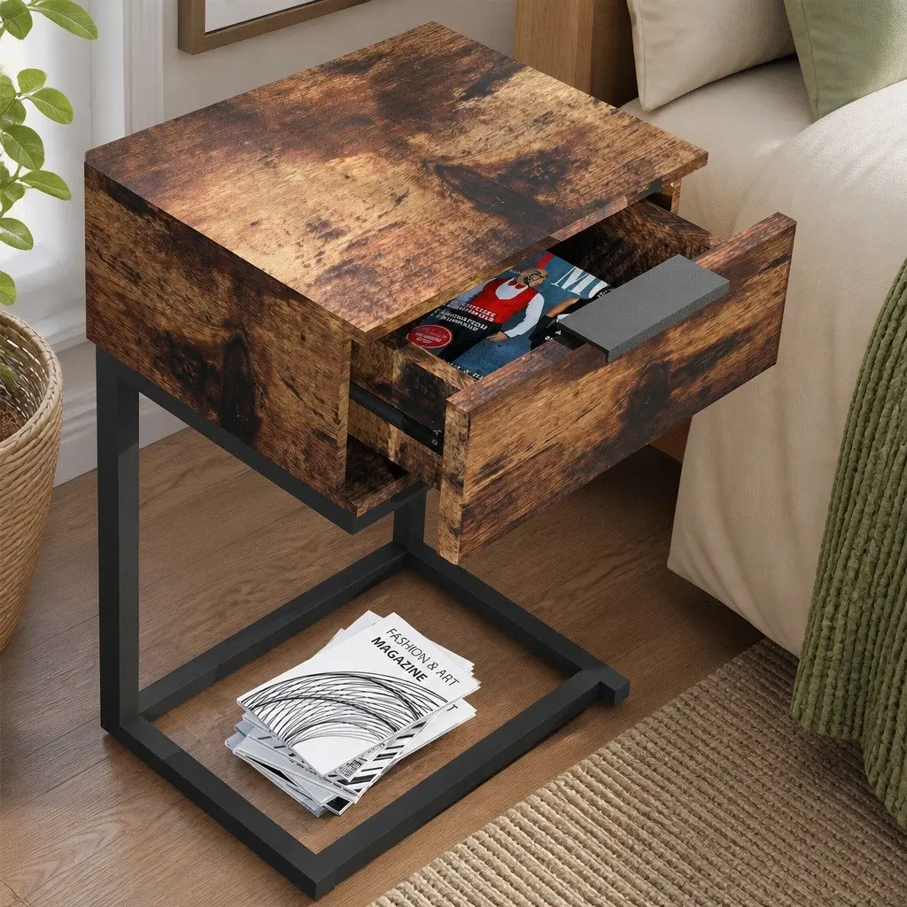 Bedside Table Wooden Storage Drawers 35cm W x 27cm D x 50cm H Oak