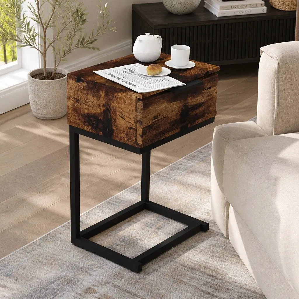 Bedside Table Wooden Storage Drawers 35cm W x 27cm D x 50cm H Oak