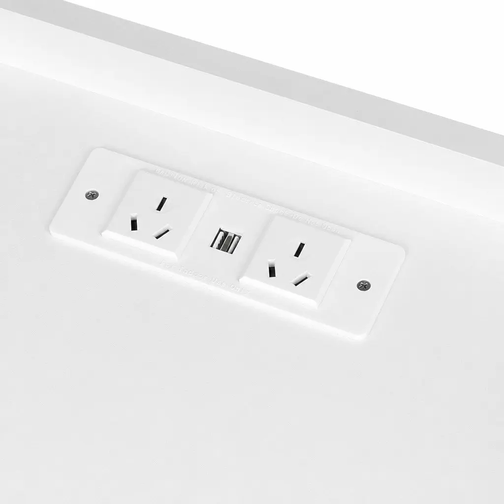 Bedside Table with USB Charger Outlet RGB LED Lights Storage White Nightstand