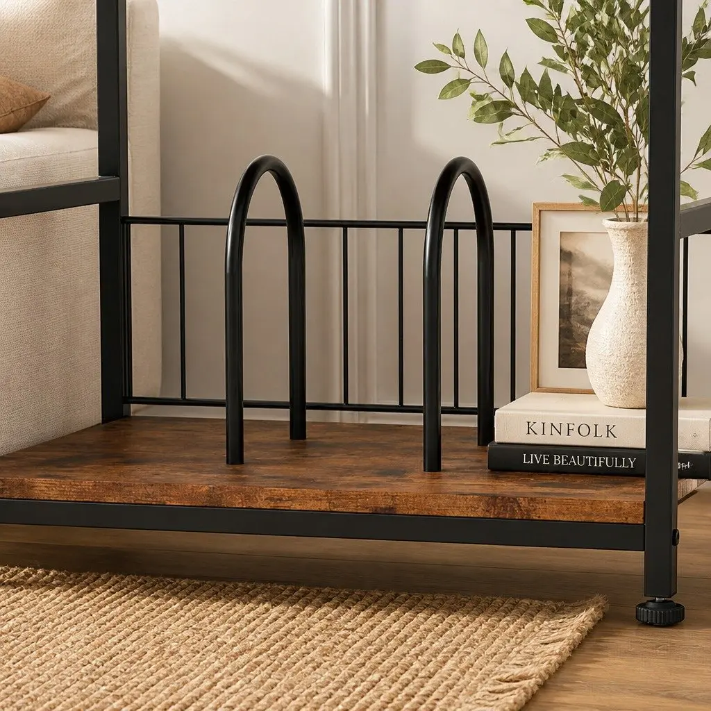 3-Tier Storage Side Table, Vintage Brown Finish