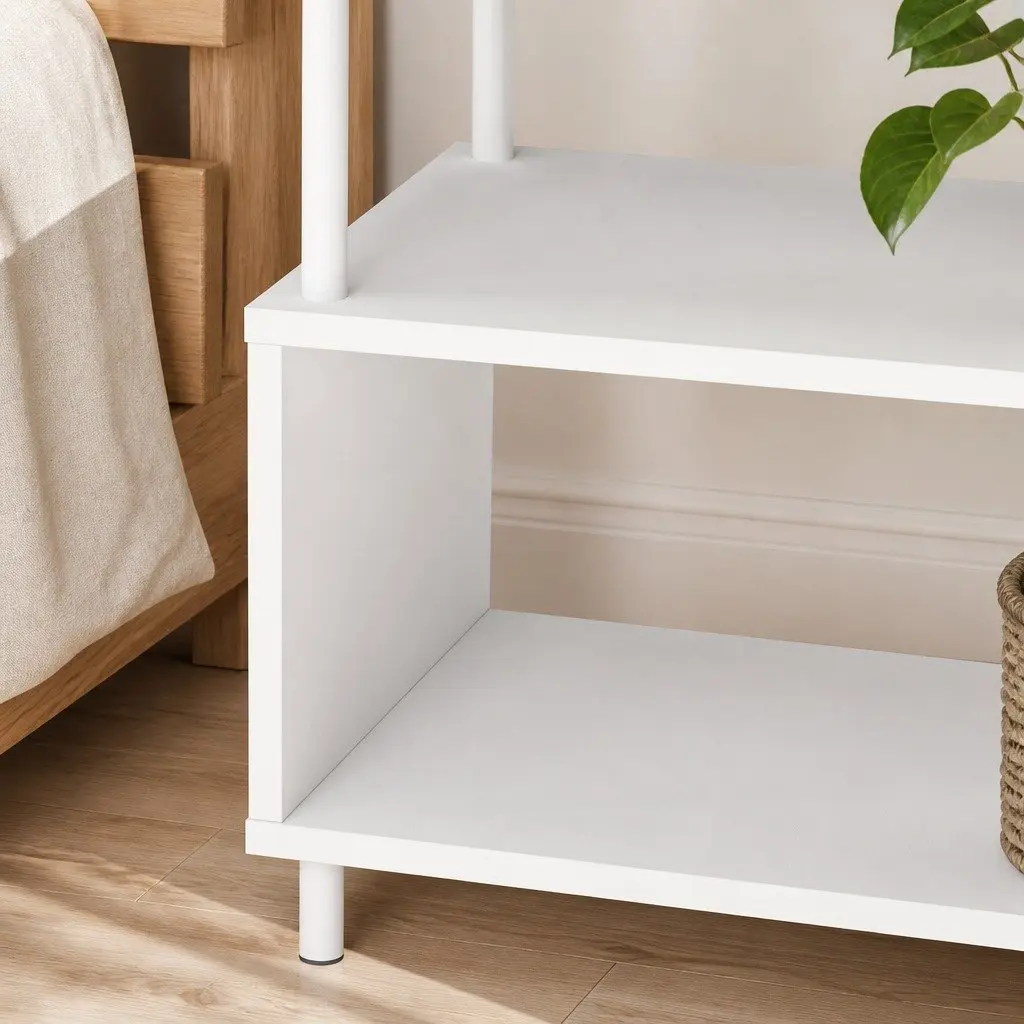 Modern Side Table 3-Tier Storage Bedside End Table S-Shaped Design Accent