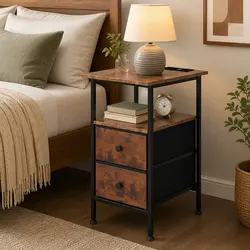 Practical Side Table with Storage and Charging Features