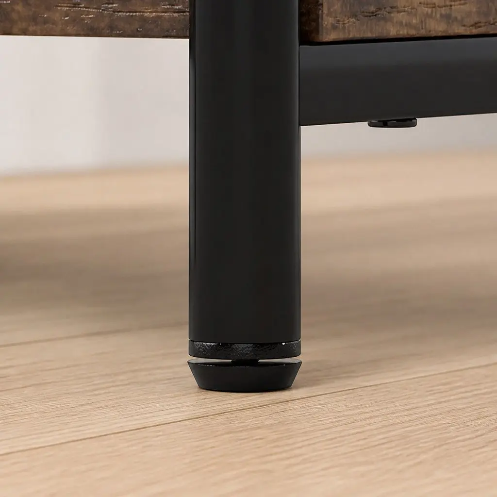 2-Tier Side Table Storage Shelf Compact Nightstand Brown and Black