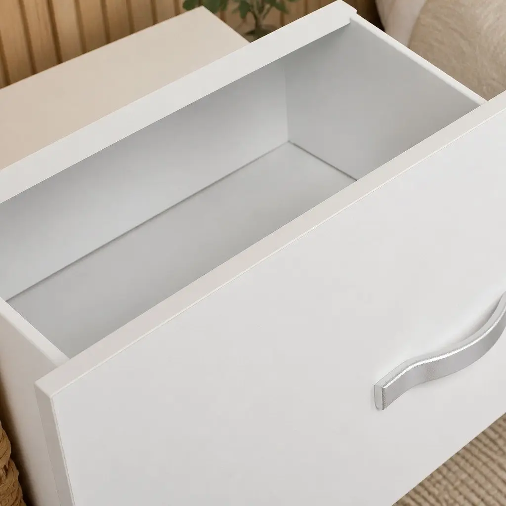 Bedside Table Side Table 2 Drawers Storage Nightstand Bedroom Cabinet White