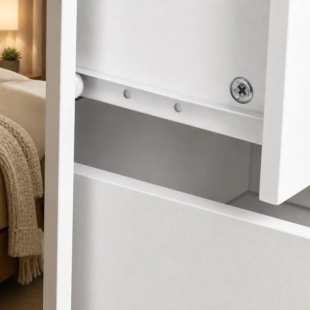 Bedside Table Side Table 2 Drawers Storage Nightstand Bedroom Cabinet White