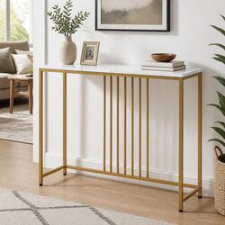 Functional Console Table with Marble and Gold Frame