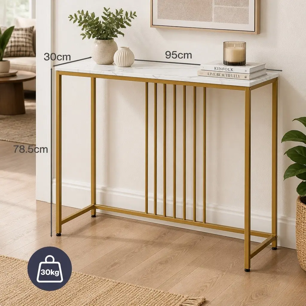Console Table with Marble and Gold Frame